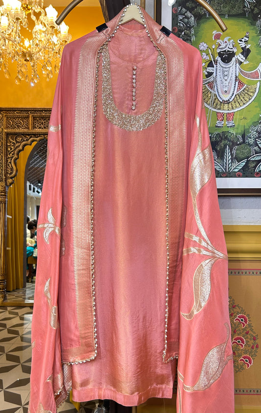 Noorban Organza Suit (Peach)