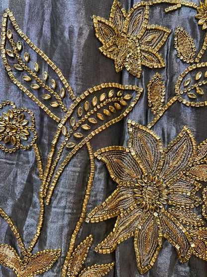 Sarveena Banarasi Glow Suit (Navy Blue)