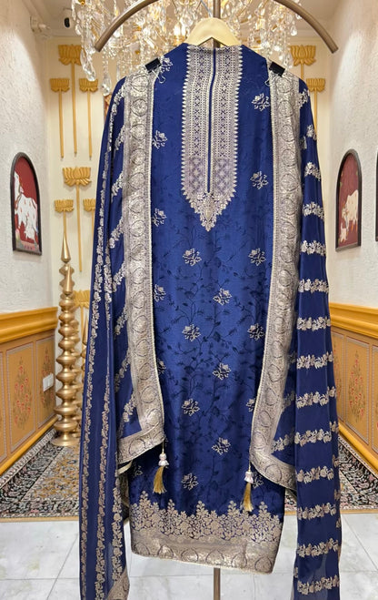 Elira Banarasi Loom Suit (Navy Blue)