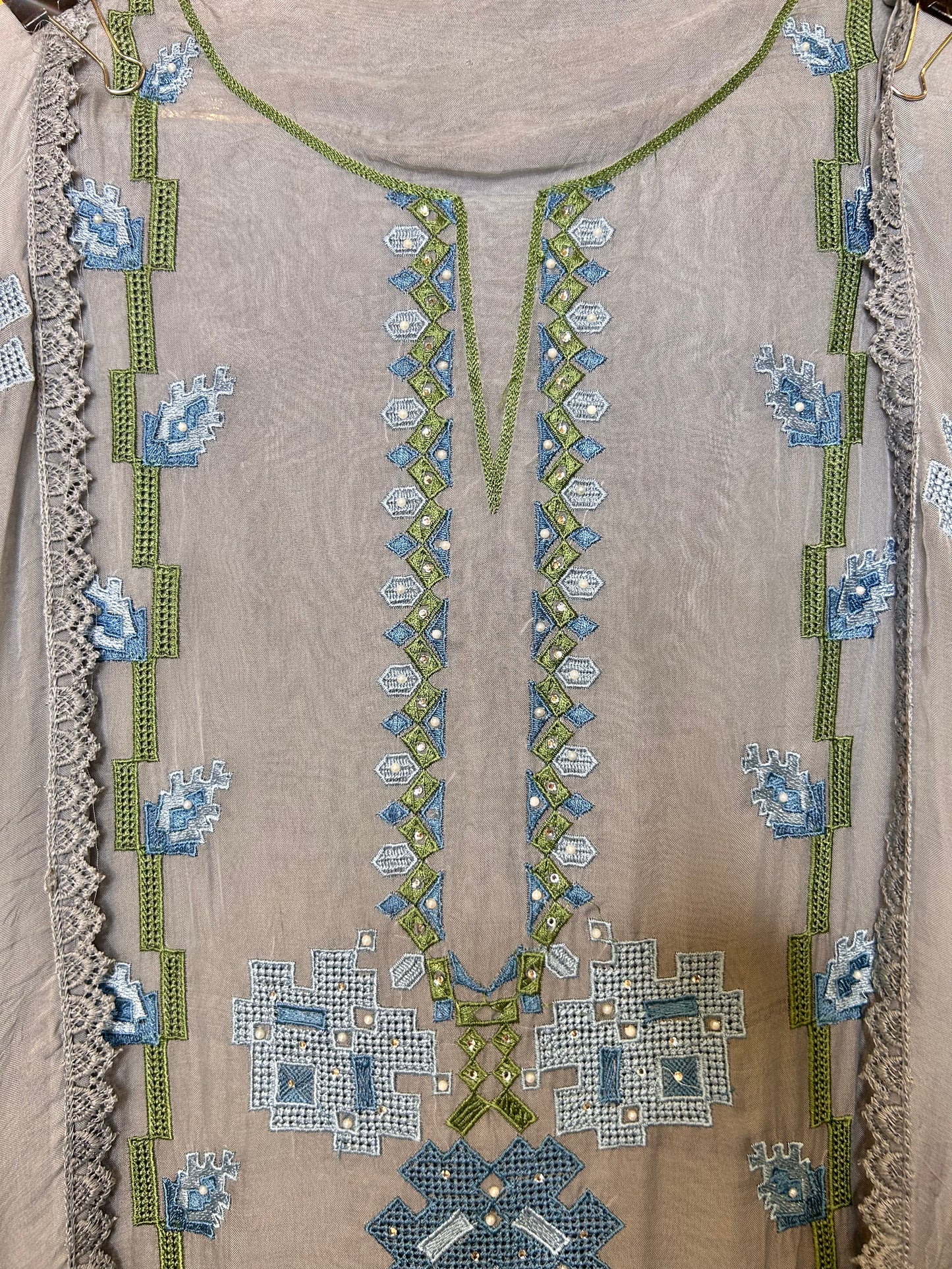 Raahee Organza Suit (Powder Blue)