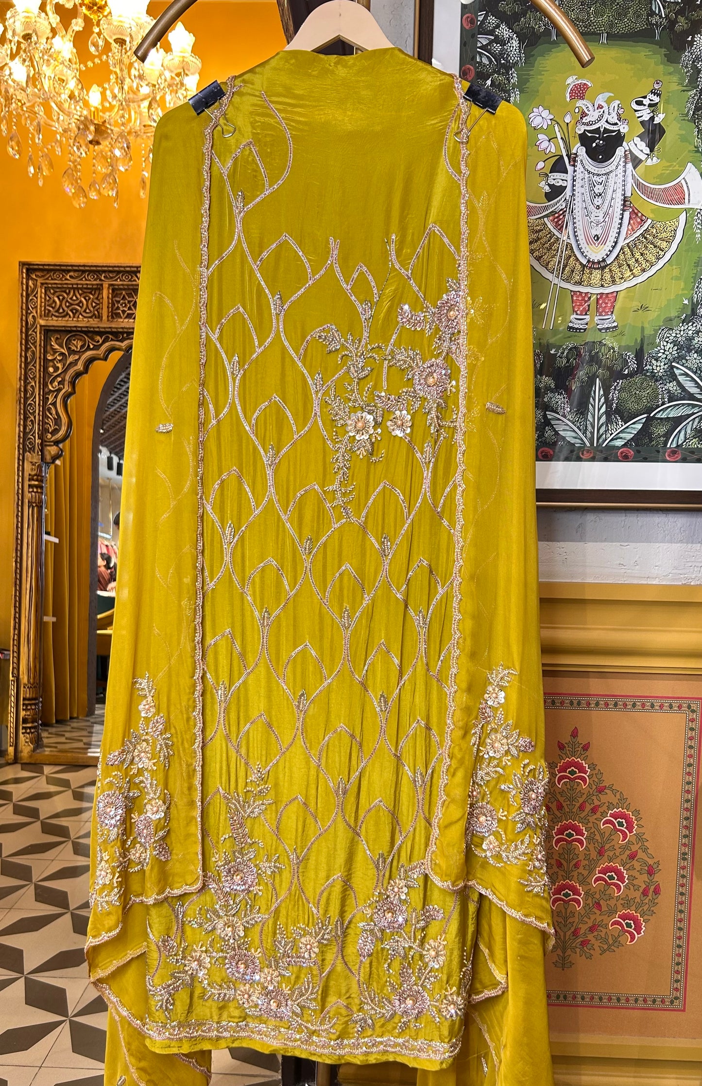 Inaaya Organza Suit (Lemon Green)