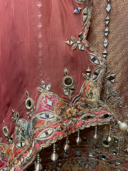 Falaknaaz Organza Suit (Peach)