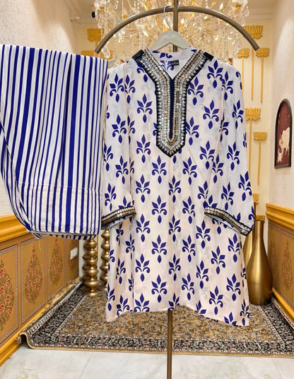Vireya Printed Handwork Farshi Set