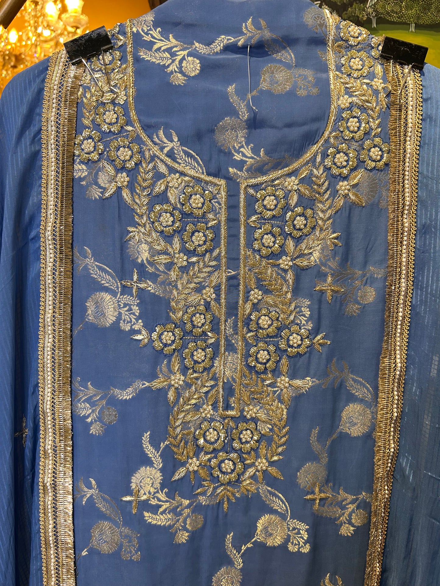Zarmina Banarasi Suit (Blue)