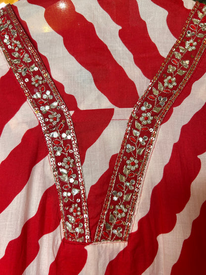 Pehra Cotton Suit (Red)