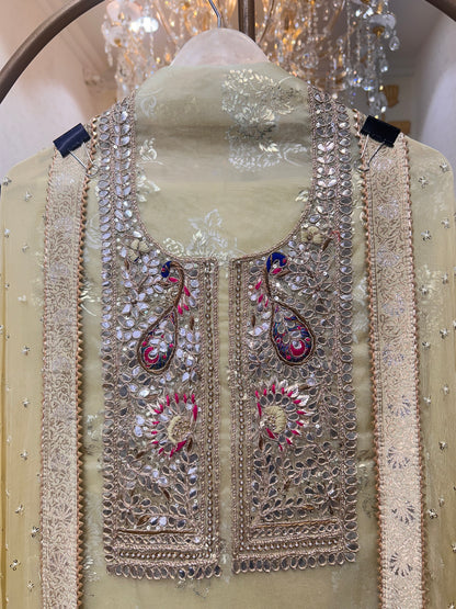 Mehrina Tissue Noor Suit (Yellow)