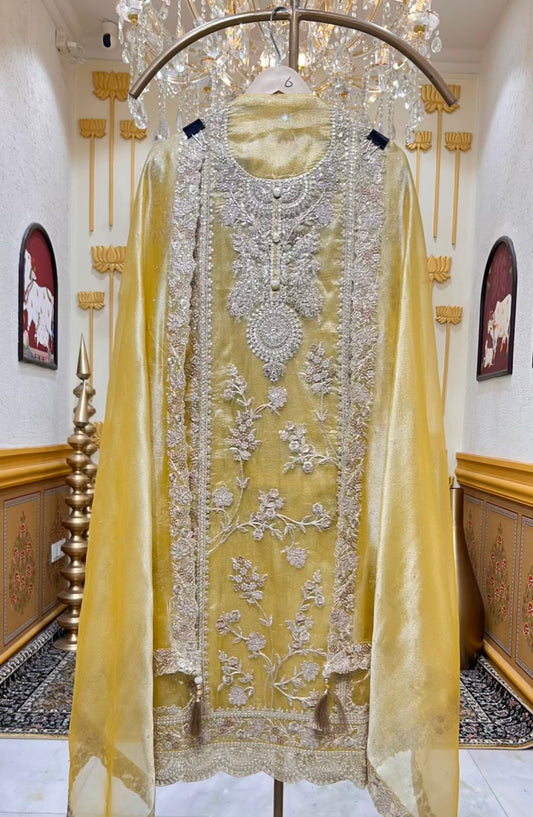 Zarmina Crystal Veil Suit (Yellow)