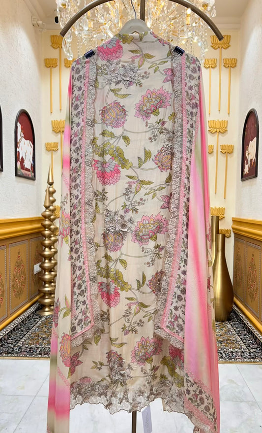 Zehna Pastel Bloom Suit (Beige)