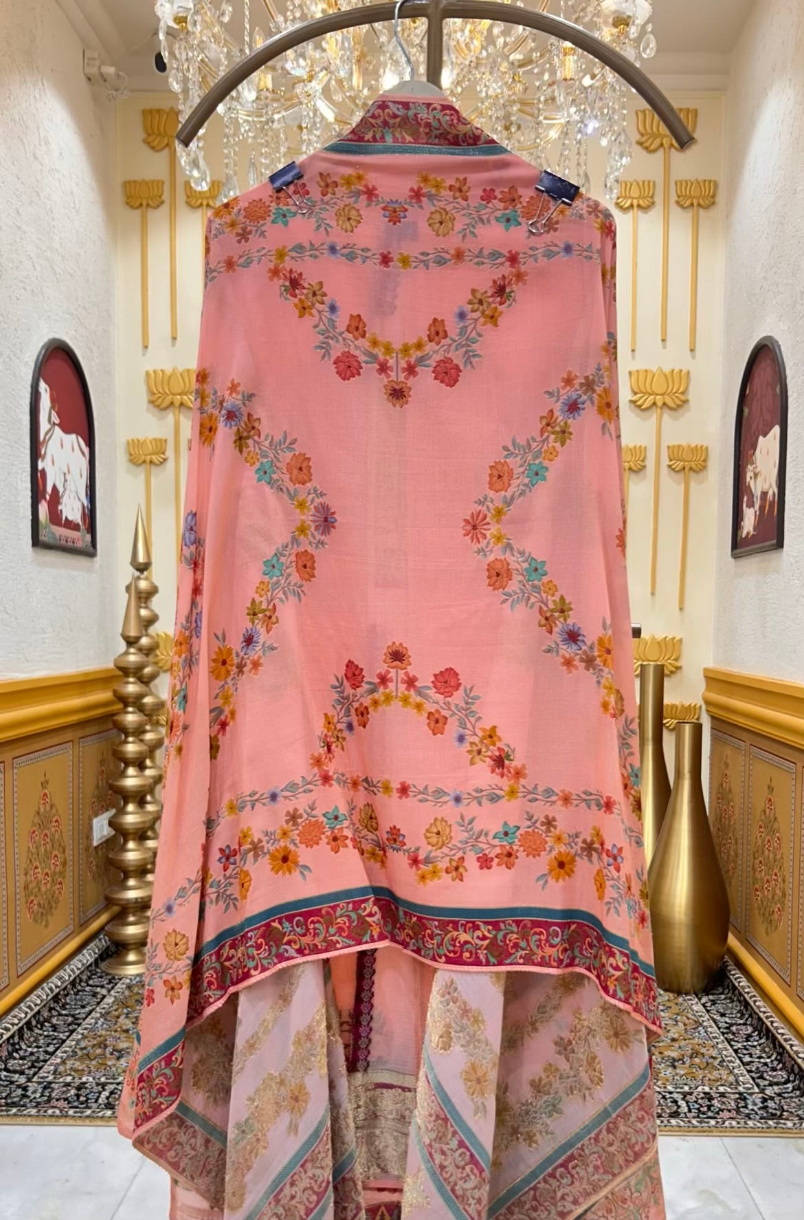 Eshira Silk Printed Suit (Peach)
