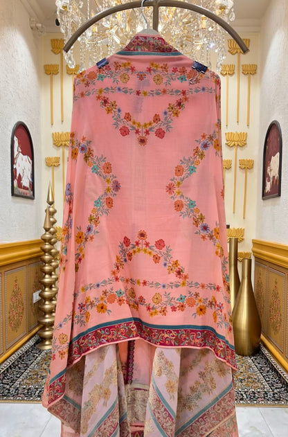 Eshira Silk Printed Suit (Peach)