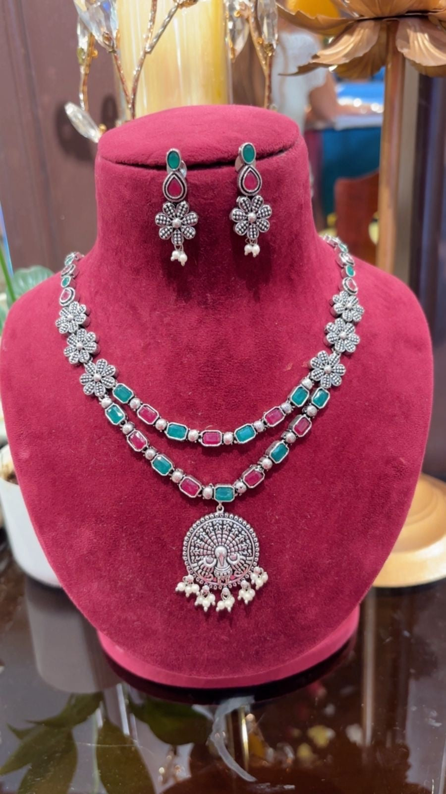 Rangmahal Oxidized Layered Necklace Set