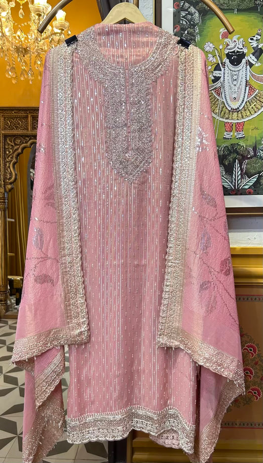 Zarqara Shimmer Organza Suit
