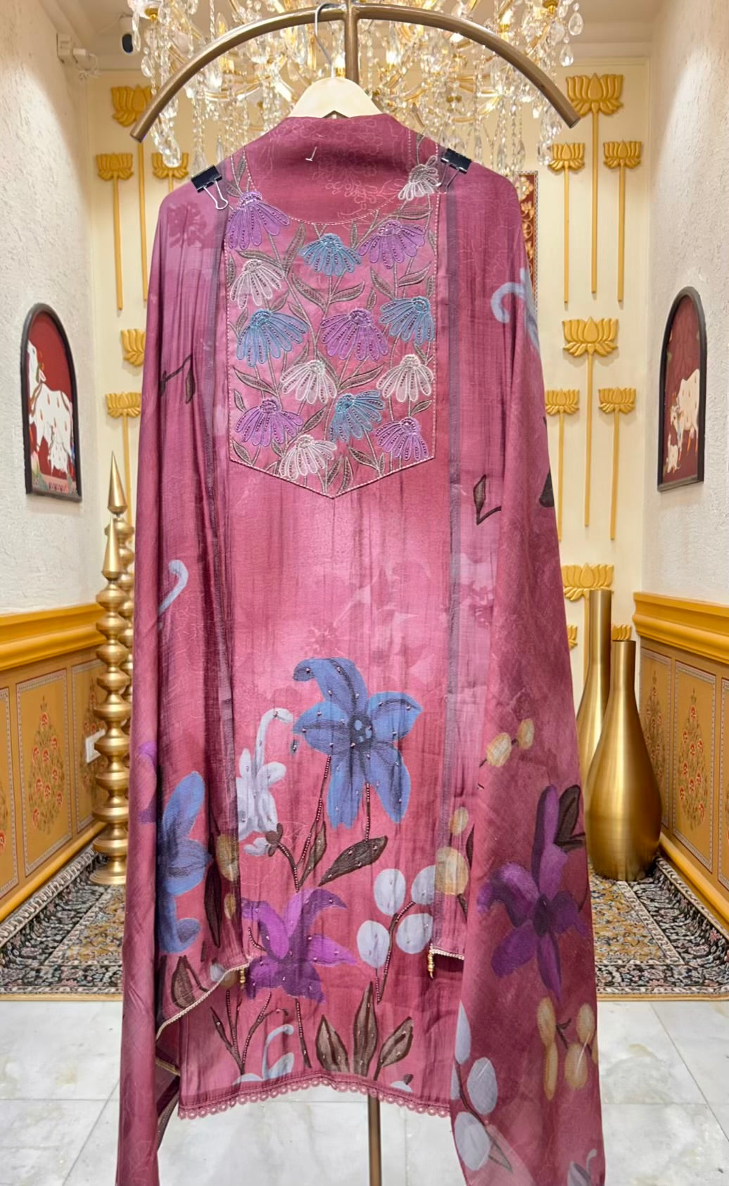 Esha Muslin Spark Suit (Mauve)