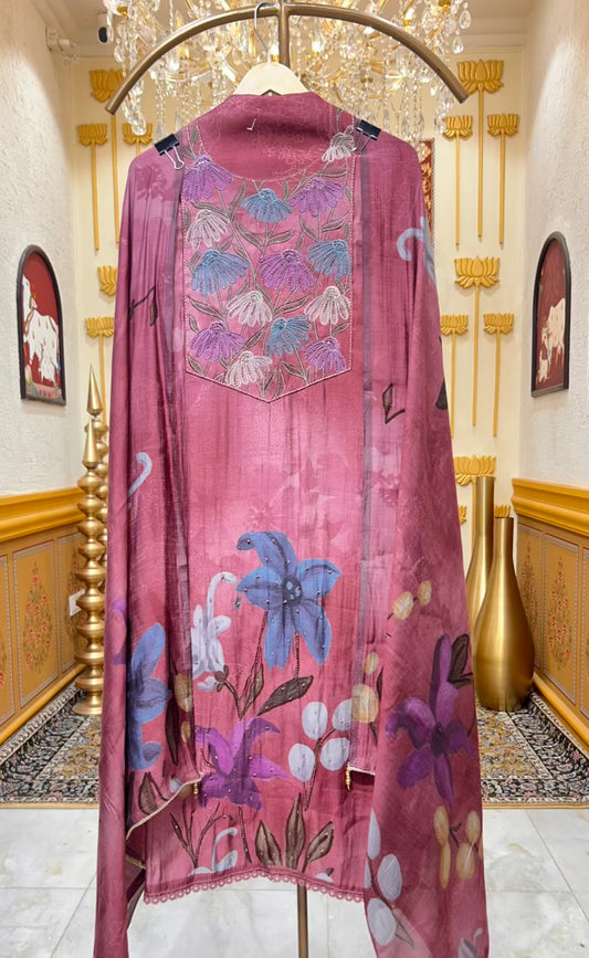 Esha Muslin Spark Suit (Mauve)