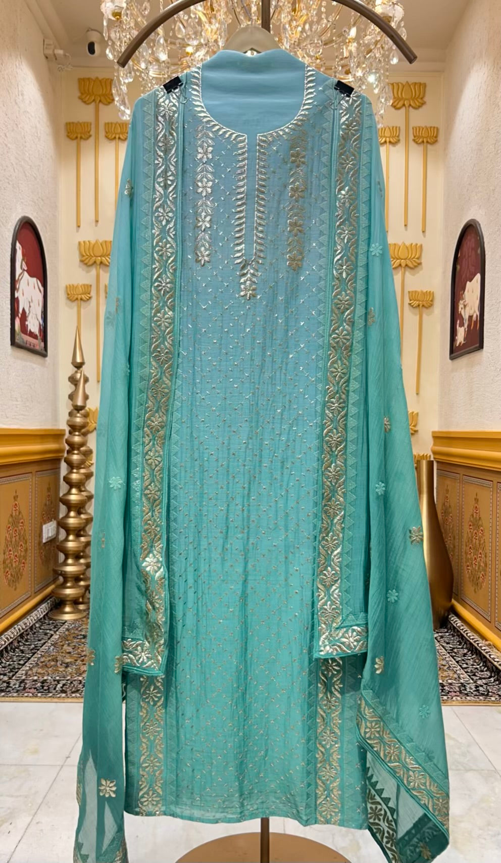 Zoraya Golden Zari Chanderi Suit