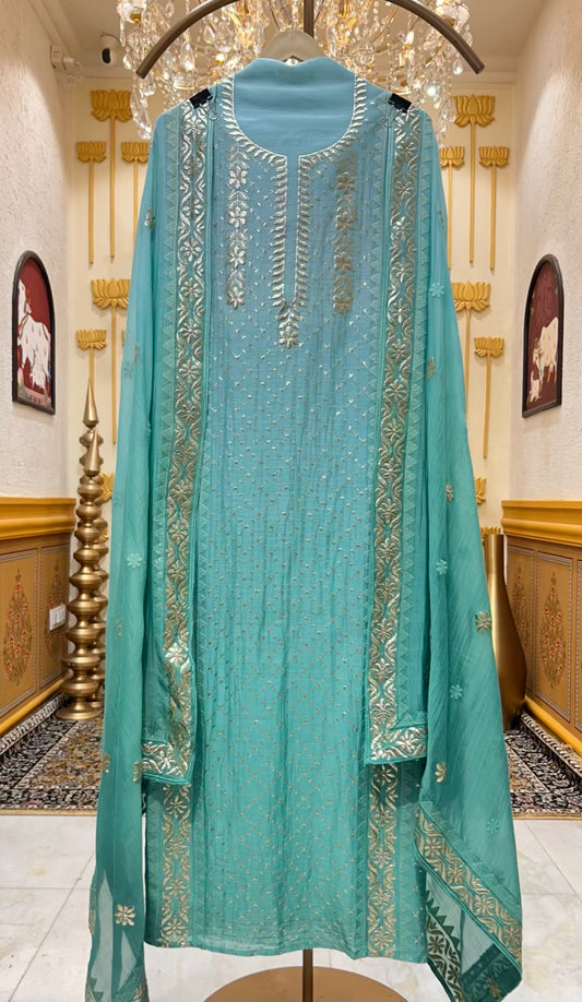 Zoraya Golden Zari Chanderi Suit