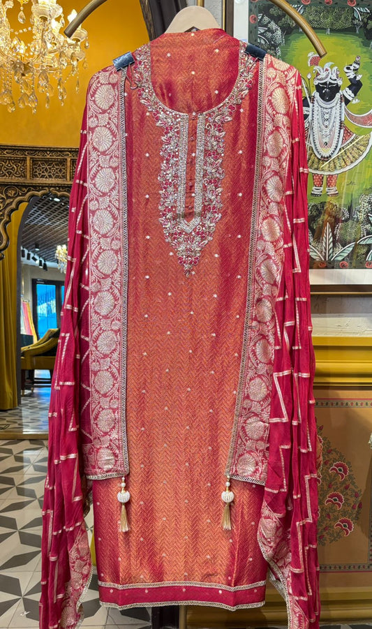 Parizaad Organza Suit (Red)
