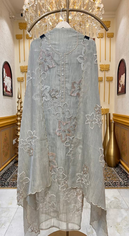 Aarifa Crush Karigari Suit (Pista Green)