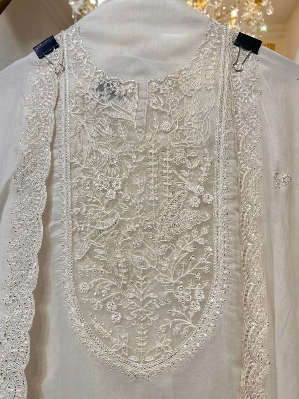 Ishara Mul Chanderi Suit (Ivory)