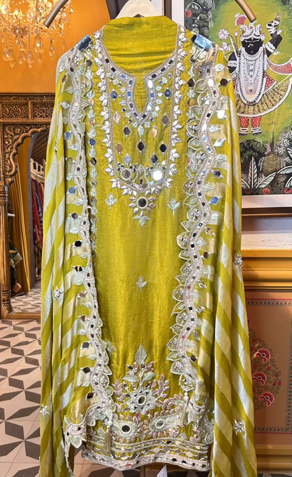 Roshanaé-Noor Organza Suit (Lime Green)