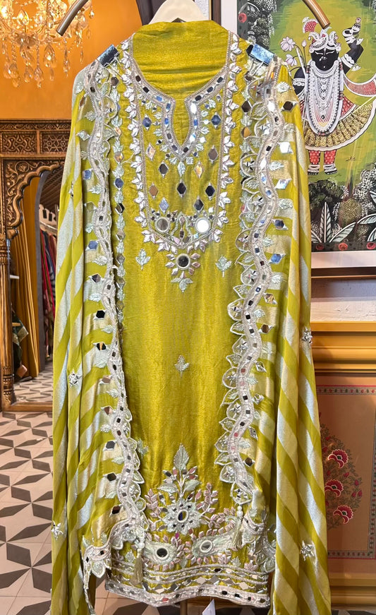 Roshanaé-Noor Organza Suit (Lime Green)