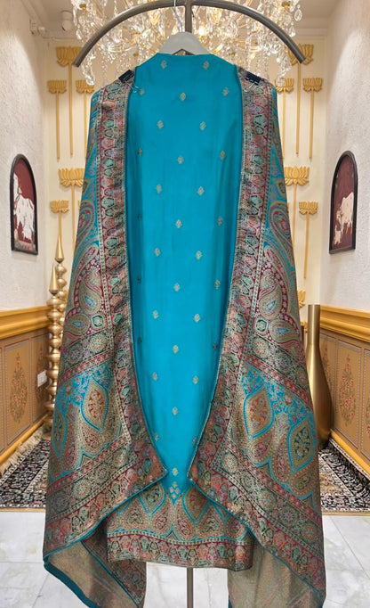 Mahzaira Banarasi Suit (Turquoise)