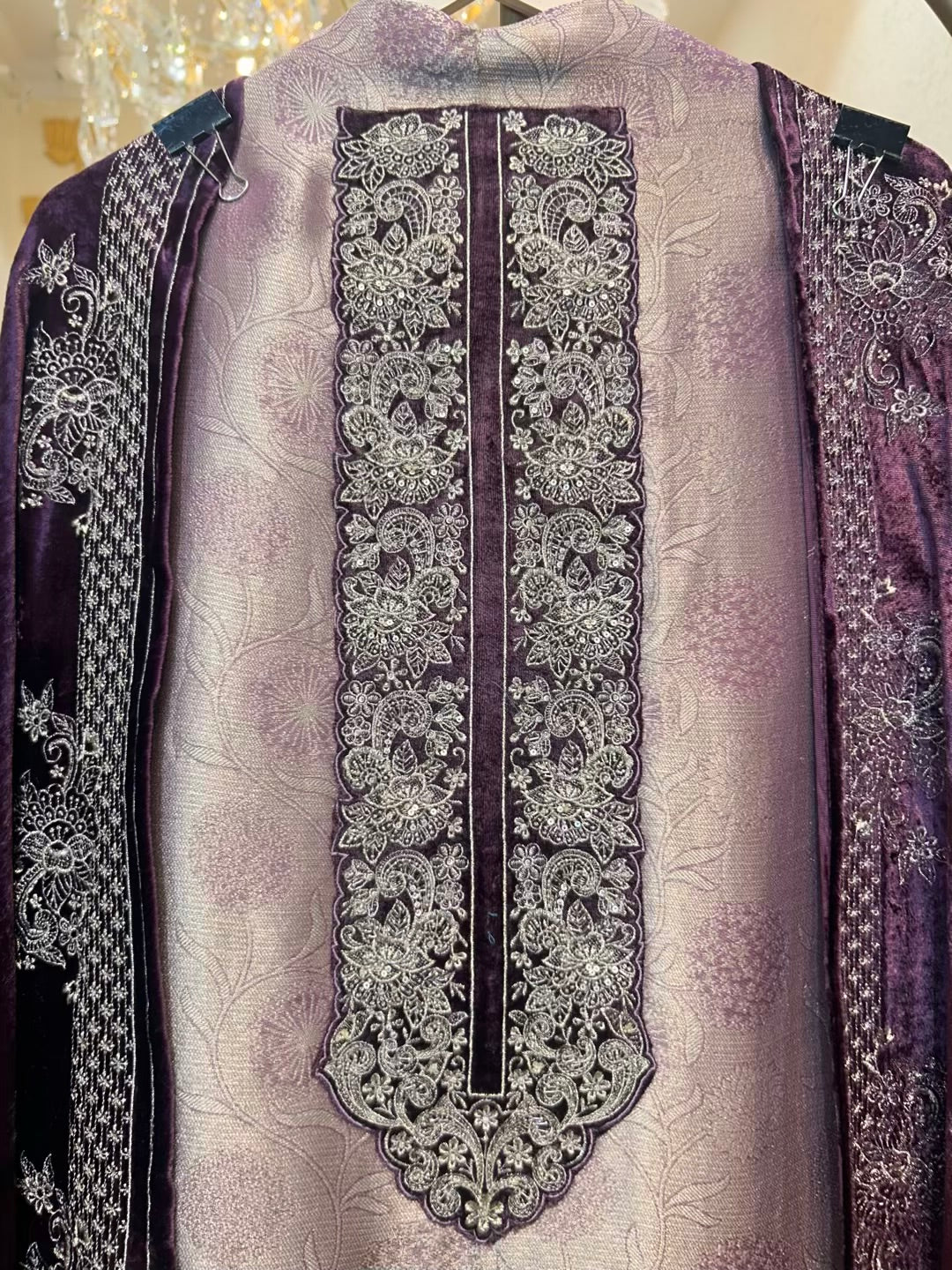 Rivayat Brocade Velvet Suit (Wine)