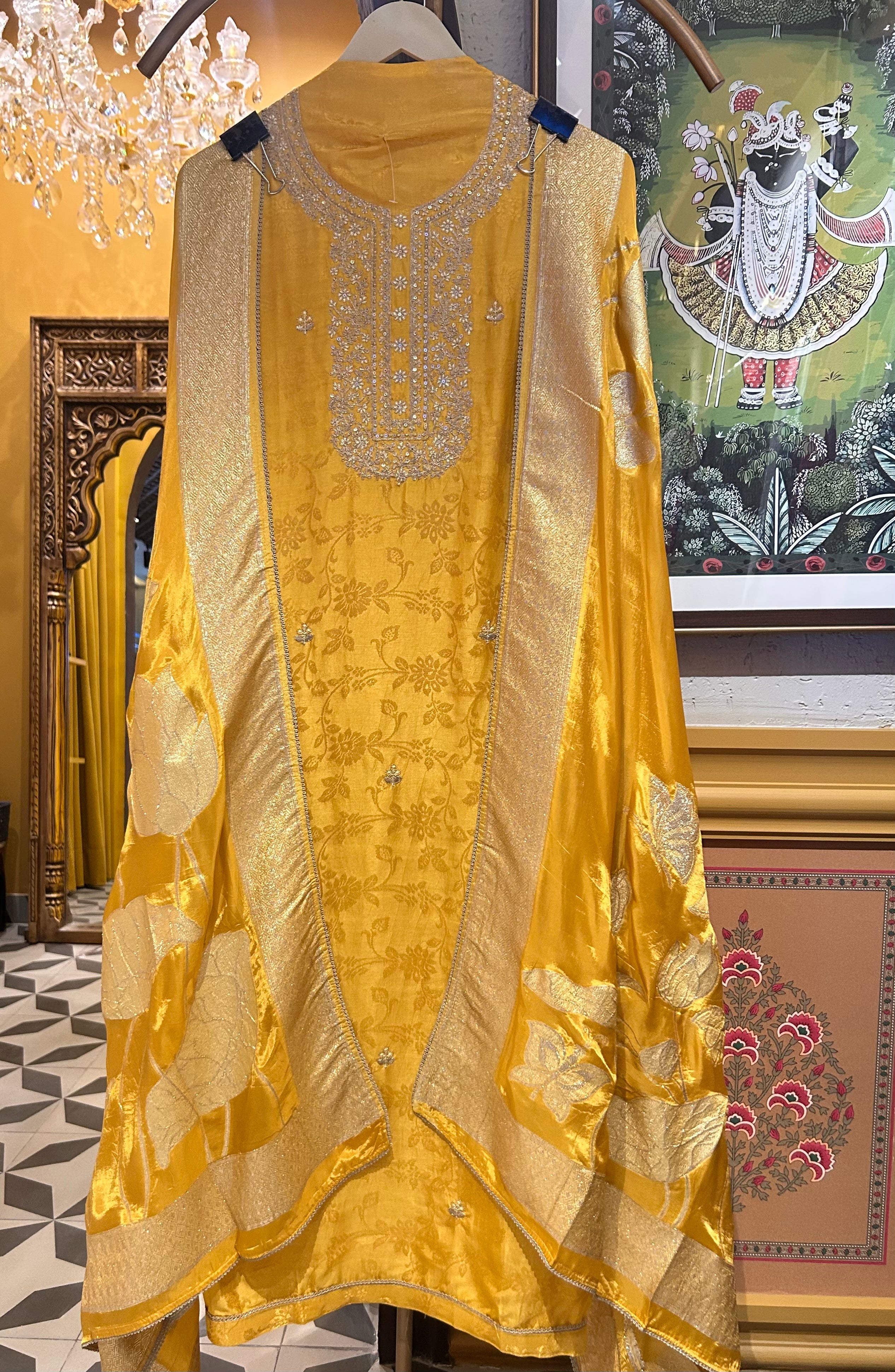 Sunehri Raah Banarasi Suit (Yellow)