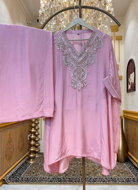 Rehva Handcrafted Kaftan Set (Pink)