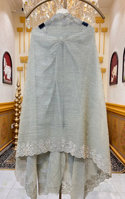 Riyara Handcrafted Veil Suit (Pista Green)