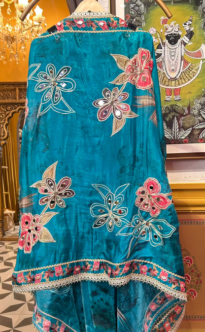 Falisha Organza Suit (Peacock Green)