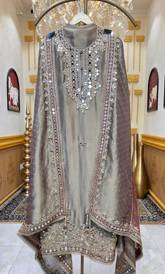 Nooriza Gota Aaina Suit (Grey)