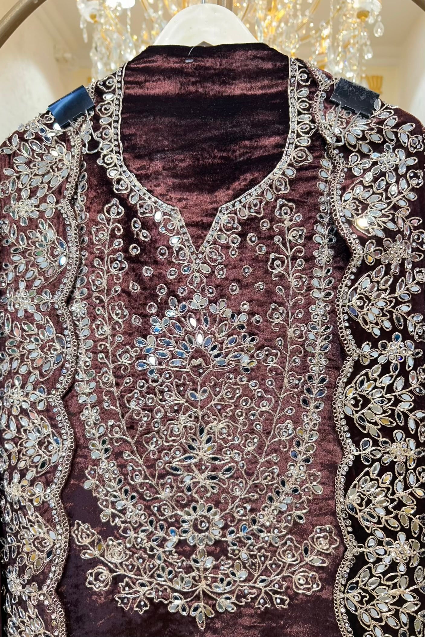 Ruhnaz Velvet Taj Suit (Brown)