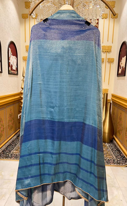 Elvaira Shimmer Naqsh Suit (Blue)