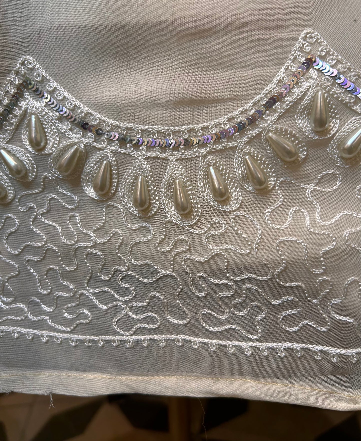 Nehal Hand-Painted Organza Suit (Ivory)