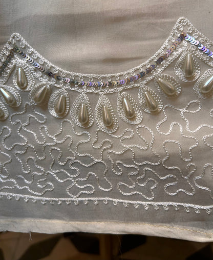 Nehal Hand-Painted Organza Suit (Ivory)