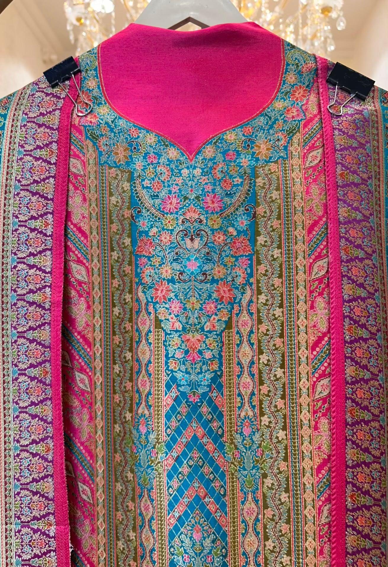 Mahroza Banarasi Loom Suit (Magenta)