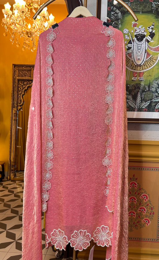 Roshna Shimmer Organza Suit (Pink)