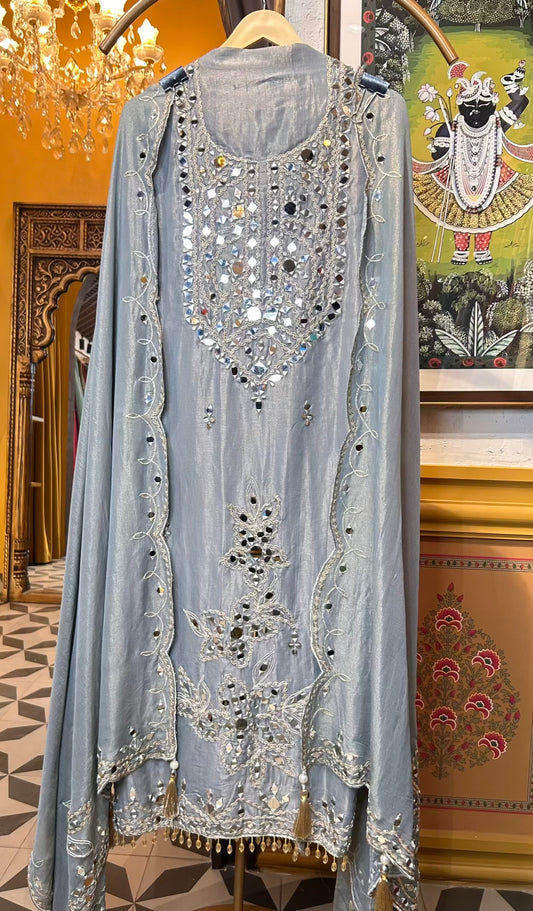 Arzheen Organza Suit (Silver Grey)