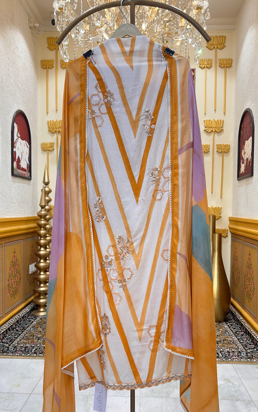 Aafreen Mul Chanderi Suit (Rust)