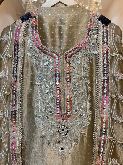 Mahzara Gota Mirror Suit (Green)