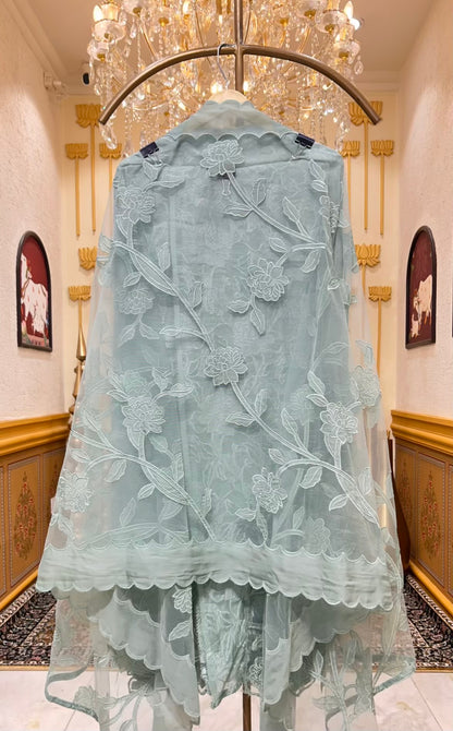 Elina Appliqué Veil Suit (Powder Green)