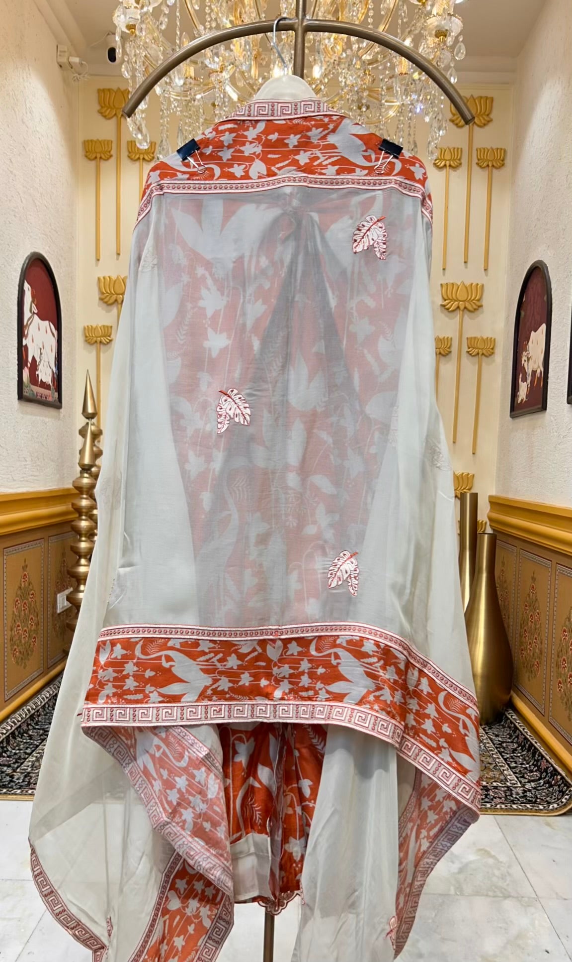 Mehruva Printed Silk Suit (Rust)