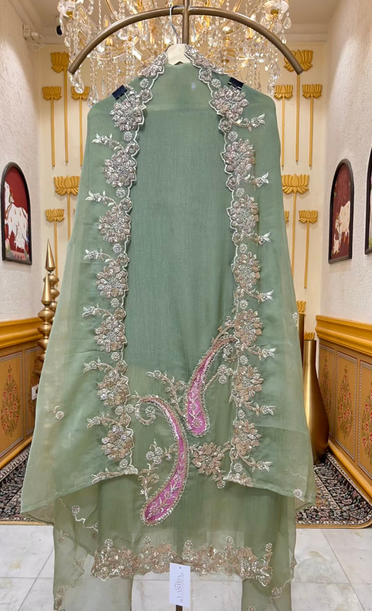 Eliya Handloom Veil Suit (Green)