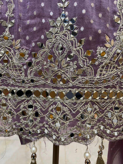 Arezya Aaina Leather Suit (Lavender)