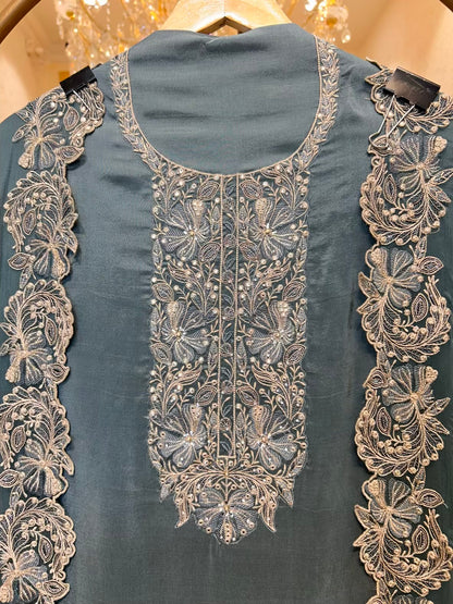 Sahira Silk Noor Suit (Blue)