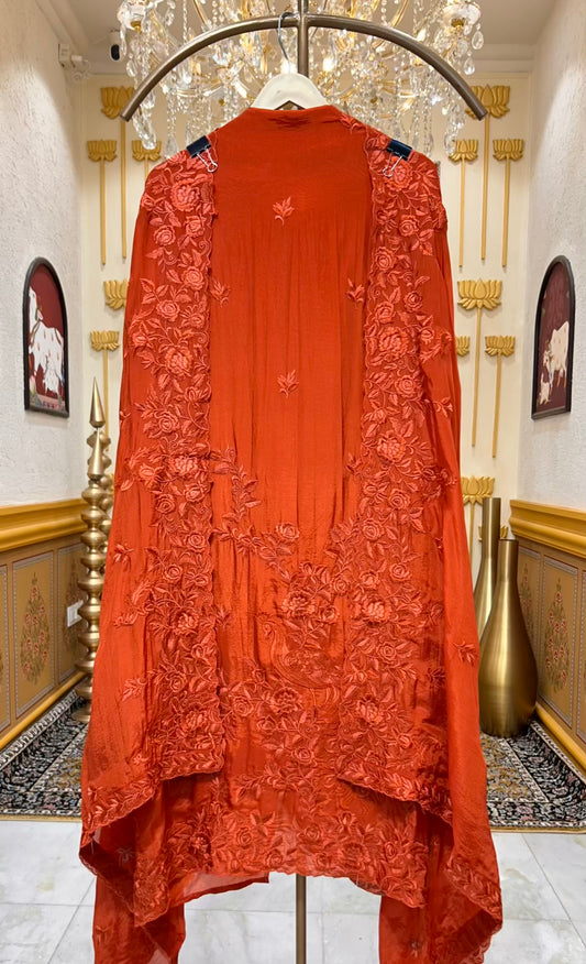 Zehriya Embroiré Suit (Orange)