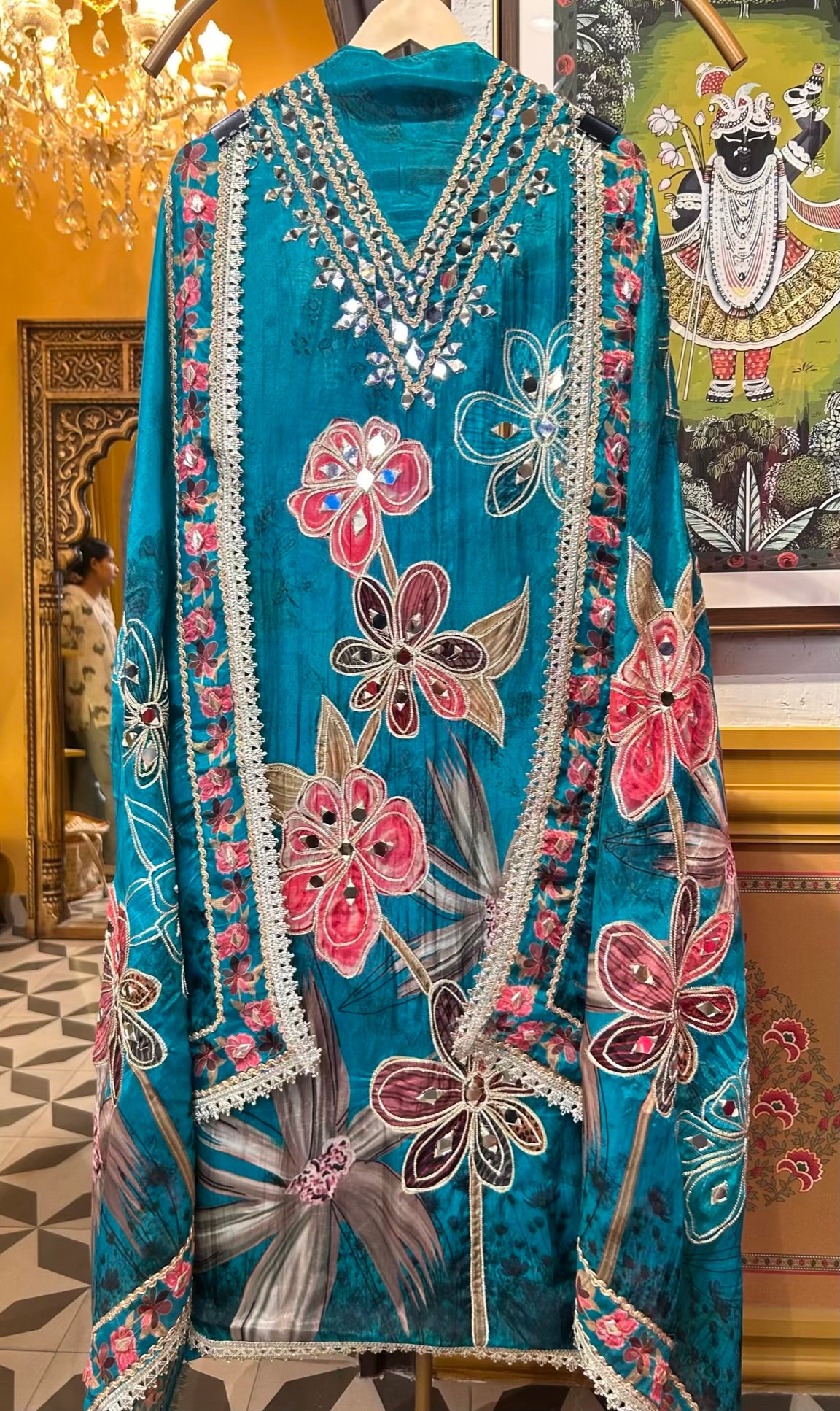 Falisha Organza Suit (Peacock Green)