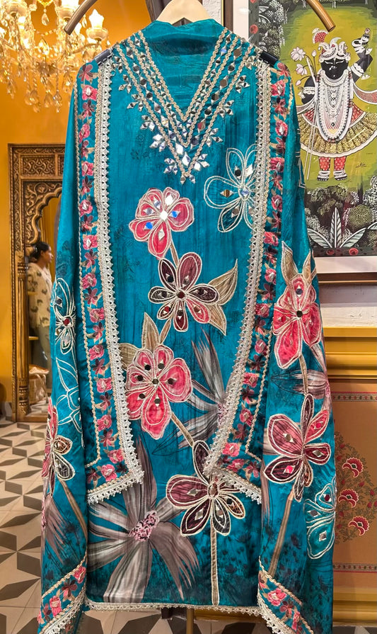 Falisha Organza Suit (Peacock Green)