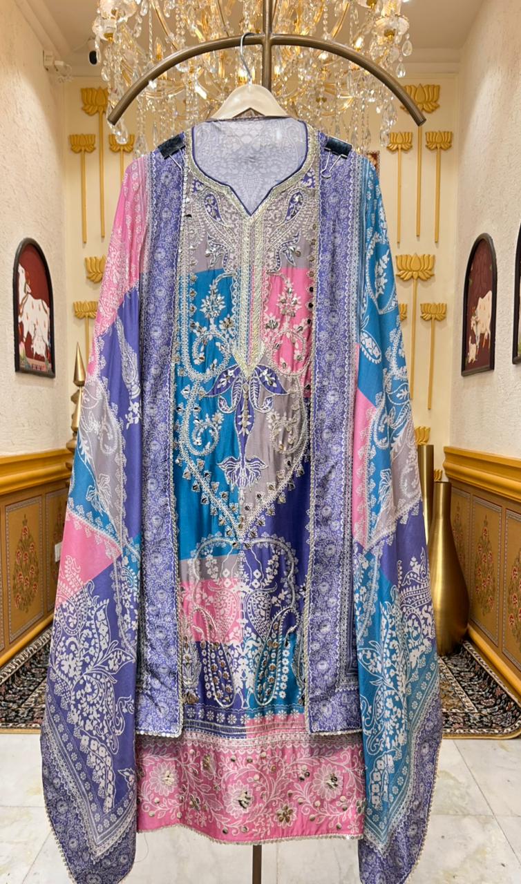 Arezya Silk Leather Élan Suit (Blue)